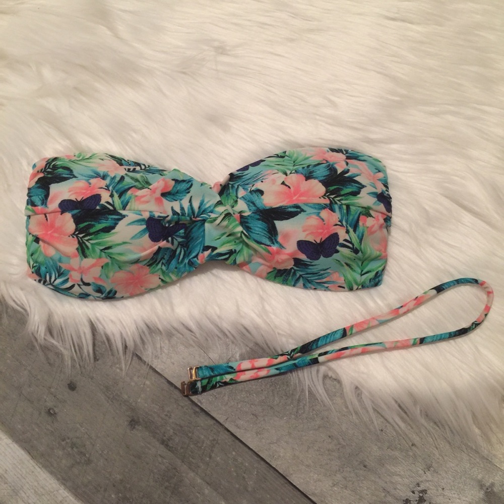 Forever 21 floral strapless bikini top size small